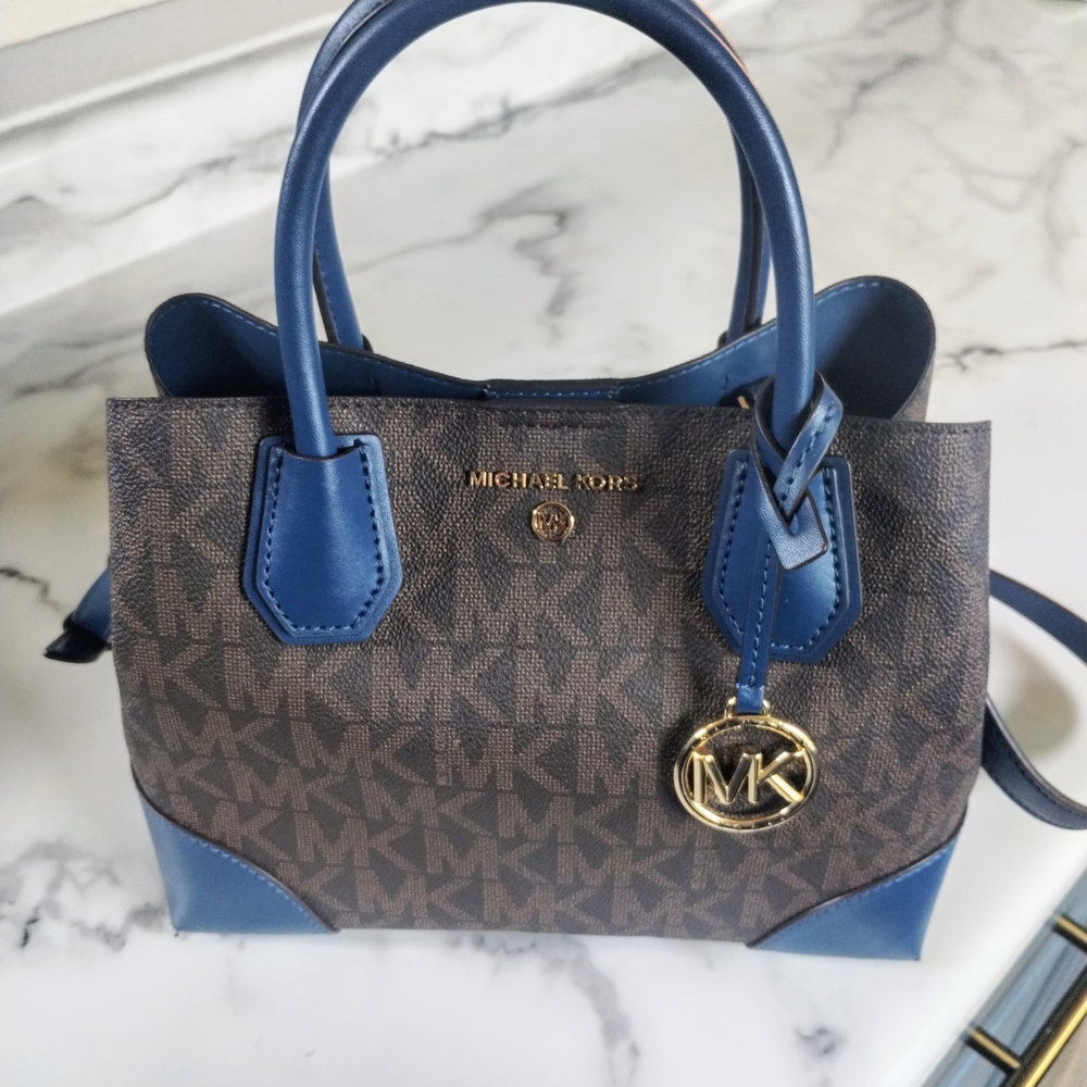 Michael Kors Blue and Brown Women's Bag